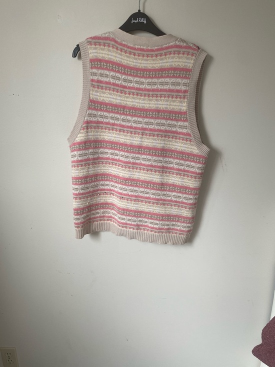 Pink Patterned Knit Button-Up Sweater Vest - Picture 3 of 4